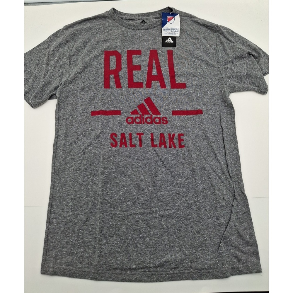 Real Salt Lake MLS Adidas Gray Soft Tri-Blend Short Sleeve T-Shirt Mens S NWT
